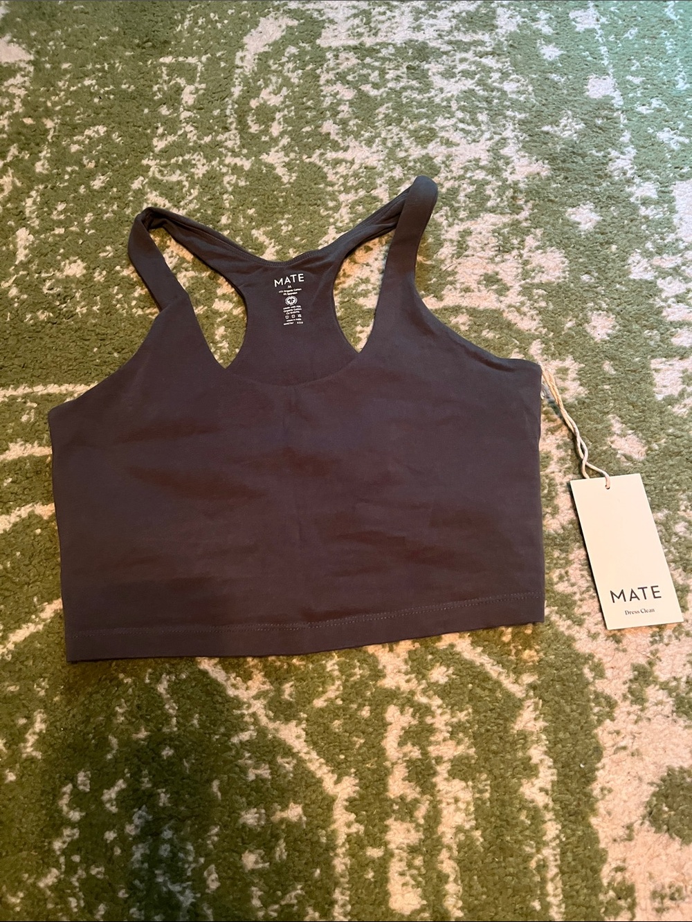 MATE the Label Racerback Scoop Neck Crop Tank Bra Top Brami Forest Green Organic - Picture 6 of 10